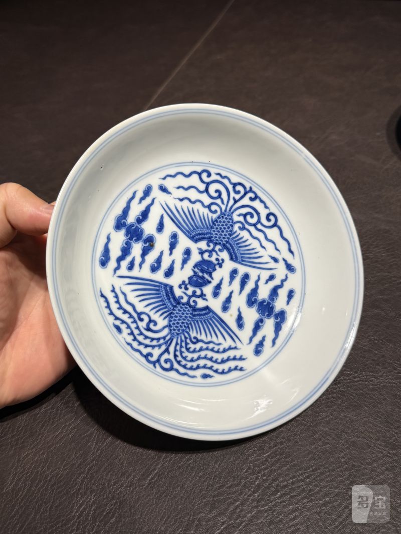 清乾隆 青花对头凤纹盘一对 - 图11